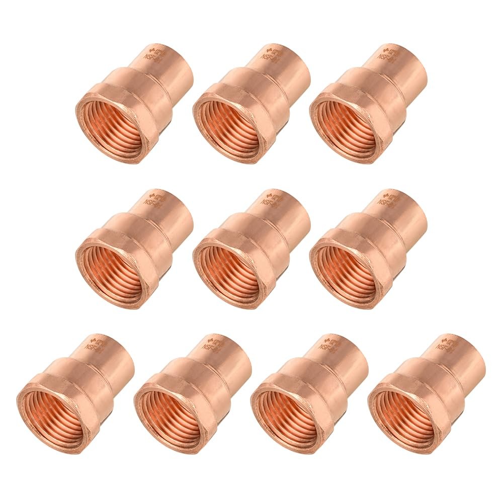 10Pcs 1/2-Inch Copper Sweat Female Adapter,C x FNPT(COPPER066-10)