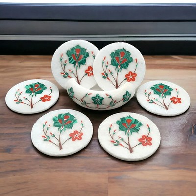 Elegant Marble Coaster Set | Premium Natural Stone Drink Holders | Home & Office