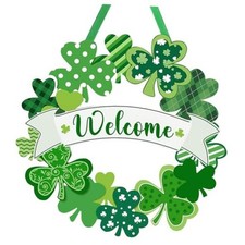 St. Patrick's Day Decoration Shamrock Wreath for Front Door Welcome St