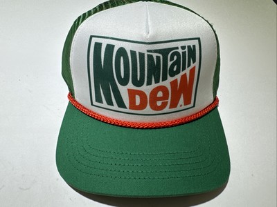Mountain Dew Trucker Hat Snapback Foam Mesh Cap Green White Retro Logo NEW Tag