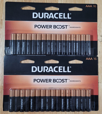 2 NEW AAA Duracell Coppertop Alkaline Batteries Power Boost 2035 TWO PACKS OF 16