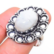Rainbow Moonstone 925 Sterling Silver Gemstone Handmade Jewelry Ring 9" NS 20020