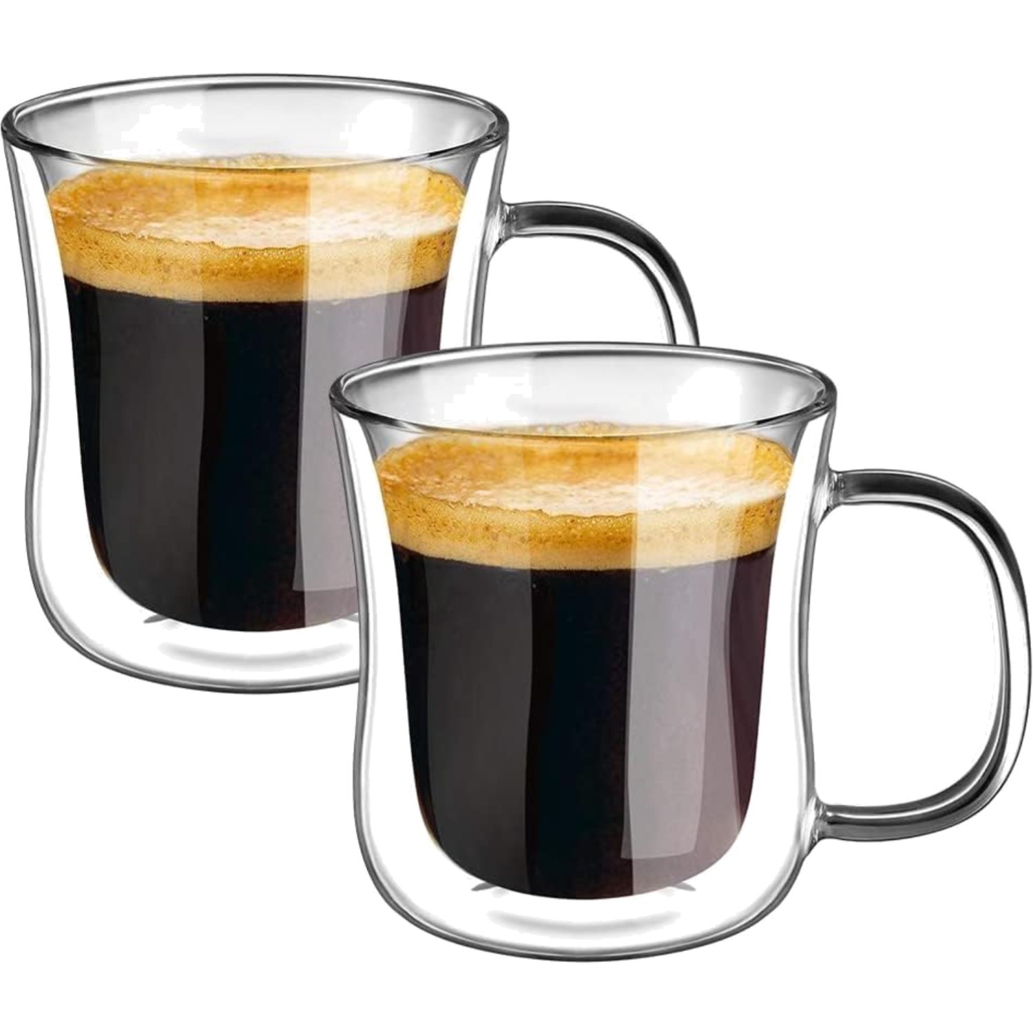 Espressotassen Doppelwandig Glas Set 120ml Kaffeetassen Teegläser mit Henkel