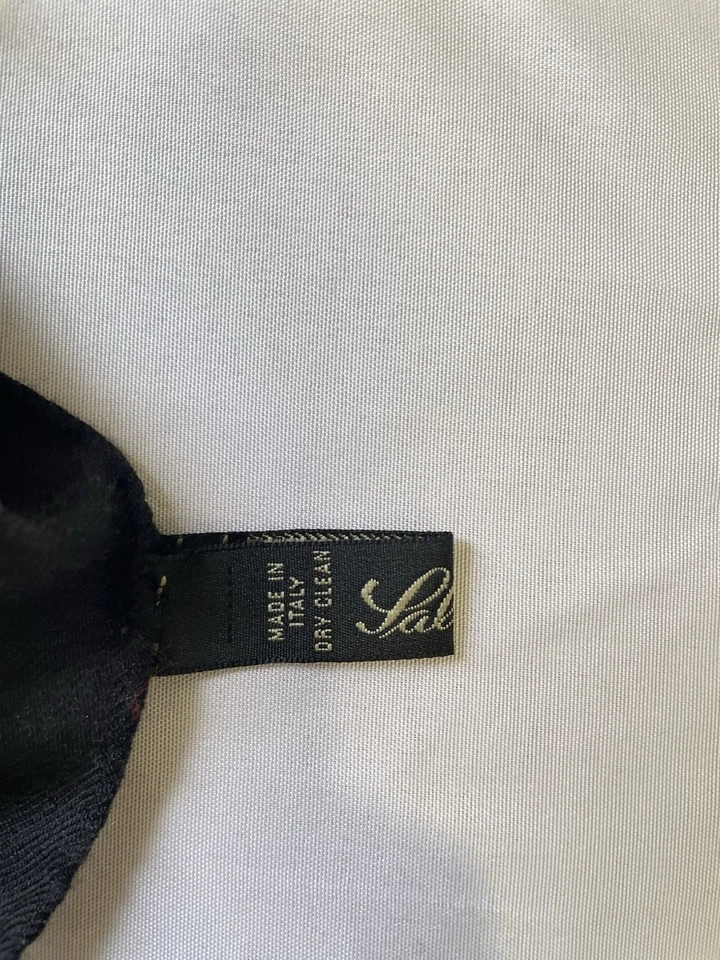 AS8# Eldarini Italy Wool Silk Paisley Floral Shawl Scarf Wrap Black Multicolor - Image 3 of 4