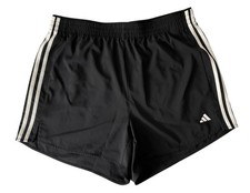 Adidas Women's 3S High-Rise Training Shorts Bk w/ Wh stripe, Size XL, MSRP 30.