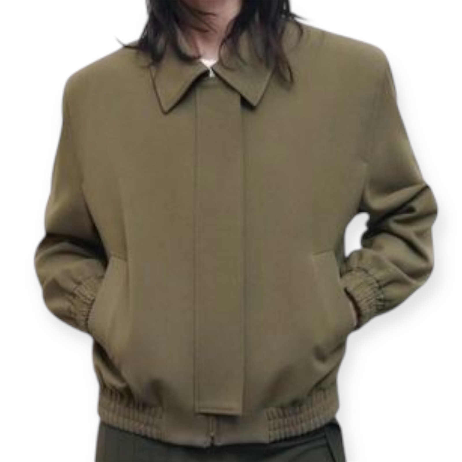 ZARA Olive Green Bomber Jackets with Topstitching and Pocket Size Large