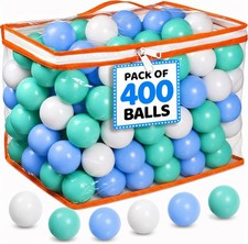 400 all Pit Balls for Toddlers with Storage Bag - 3 Ocean Colors, Crush Proof