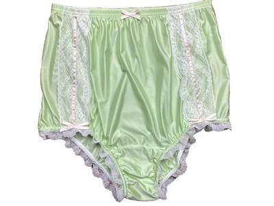 NIP L Can-Can Granny Panty Silky Nylon Satin Lace Bow Brief Sissy Vintage styl