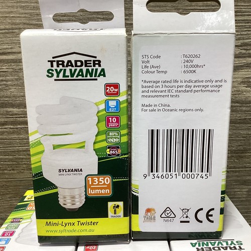 5 Mini Lynx Twister 20w Light Bulbs 1350 Lumen 10000Hrs Daylight Trader Sylvania - Picture 13 of 18