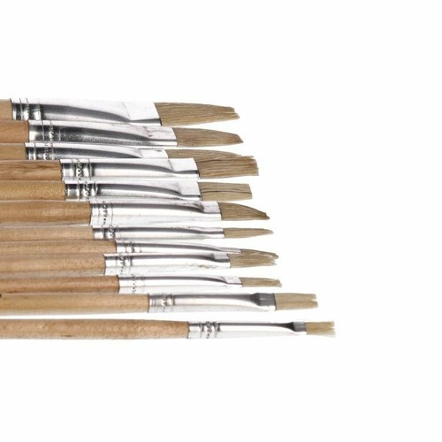 12 piezas Cepillos Planos de Artista Jumbo Manijas de Madera Pintura Modelo Artesanías - Imagen 2 de 3