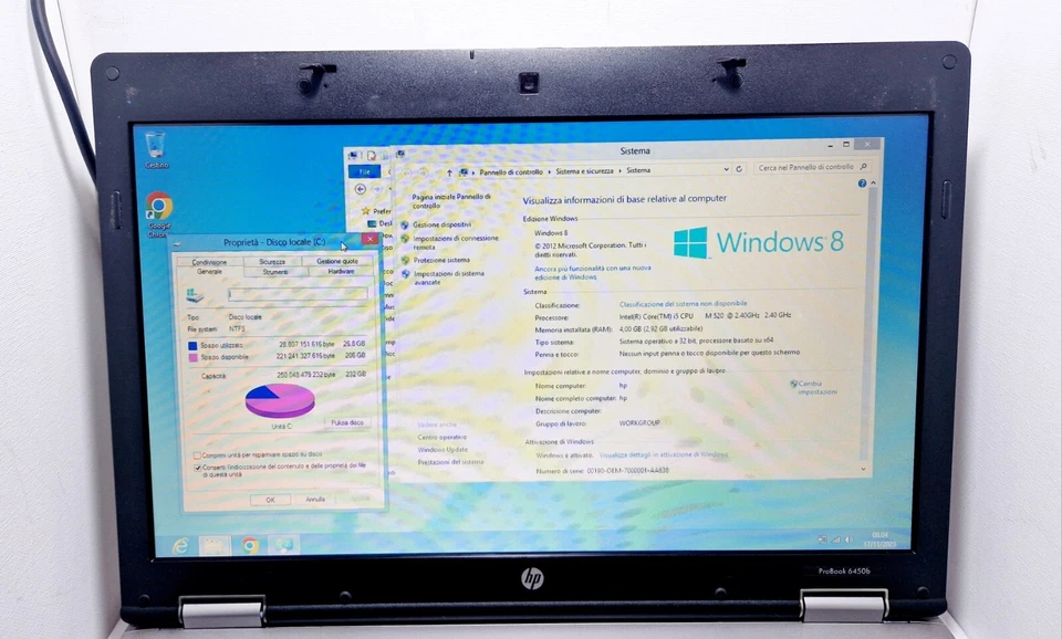 Notebook Probook hp 6450b Pc Portatile 250 Gb HHD Windows 8 Wifi Processore i5 - Imagen 3 de 4