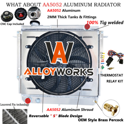 3 ROWS Radiator+Fan Shroud Fit Jeep Wagoneer/Cherokee/Comanche 2.1 2.5 2.8 V6