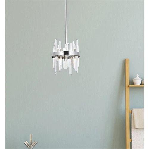 Elegant Lighting Serena 10" Round Modern Iron and Crystal Pendant in Black - Picture 2 of 8