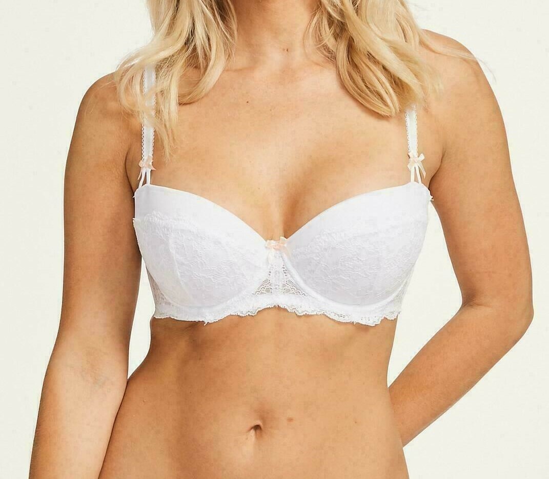 Figleaves Juliette Bra White Lace Size 30F Underwired Padded Balcony 173508 New