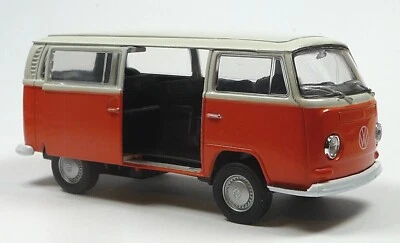 VW Bus Bulli T2 Modellauto orange/weiß ca. 1:37 von WELLY