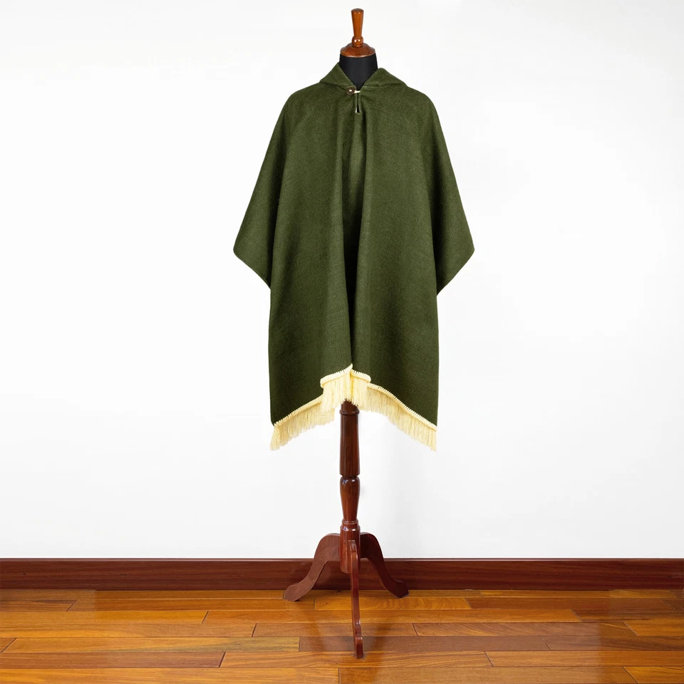 LUXURIOUS ALPACA BLEND PONCHO | HOODED | SOFT&WARM | UNISEX | SOLID OLIVE GREEN - Image 3 of 4