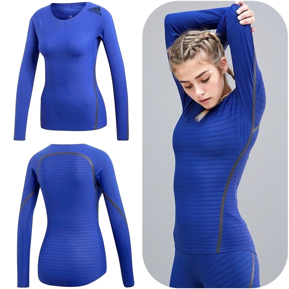 Adidas ALPHASKIN Damen Kompression Shirt langarm Sport Laufshirt Body Shaper Top - Bild 1 von 4