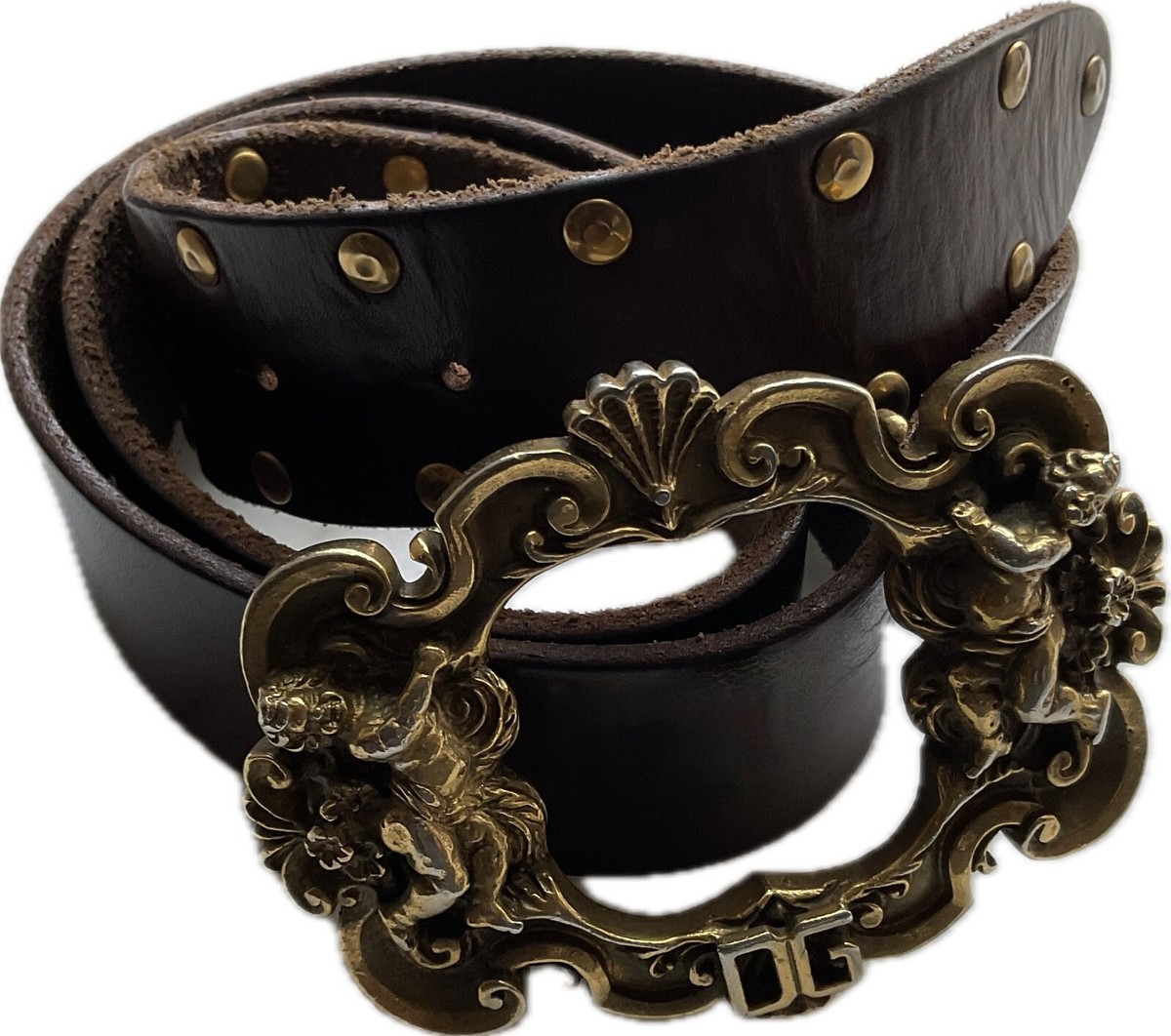 Dolce & Gabbana Cherub Buckle Studded Belt 90cm/35in x 1.5in Dolce & Gabbana Cherub Buckle Studded Belt 90cm/35in x 1.5in