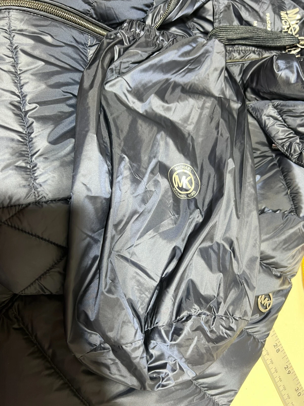 Giacca Michael Kors donna grande blu imbottibile piumino cappuccio rimovibile nuova con etichetta