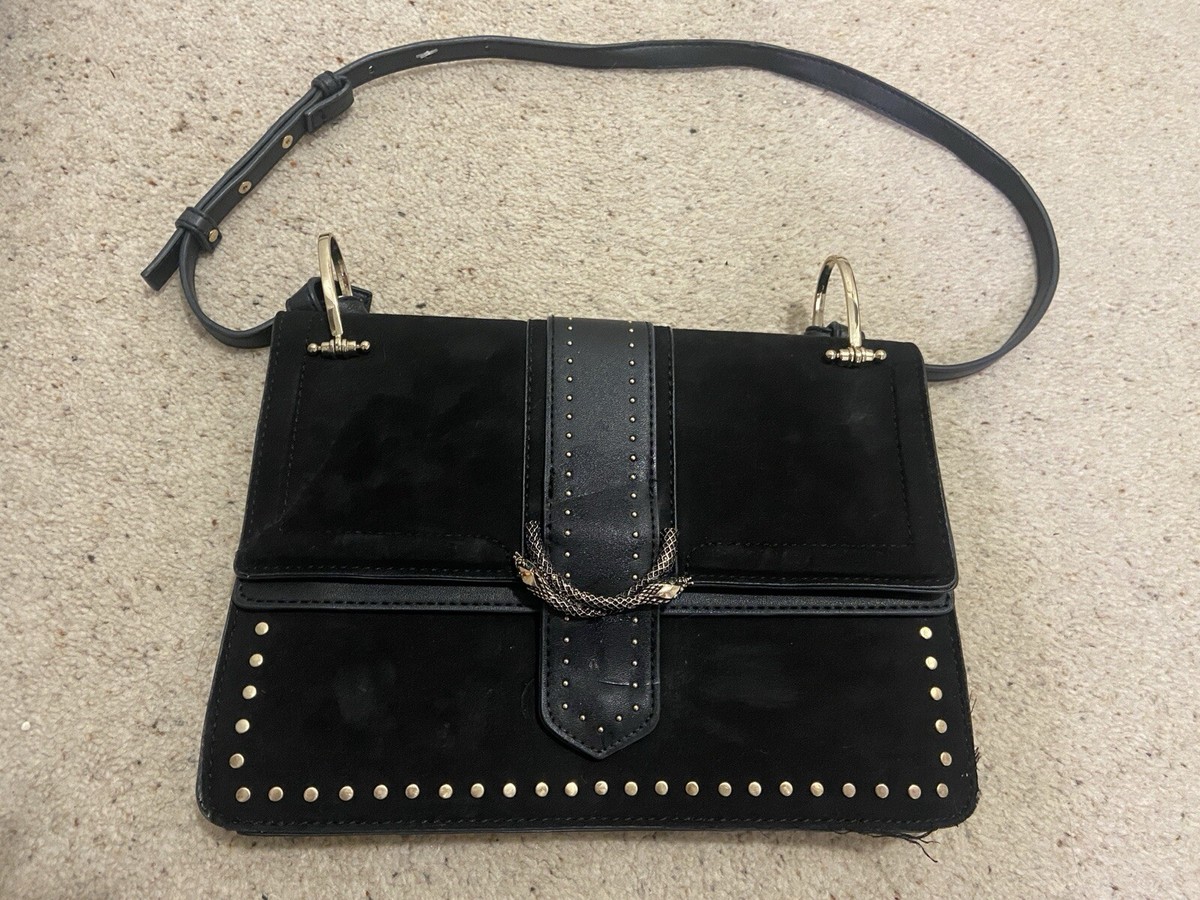 Topshop Women's Black Shoulder Bag With Snake Buckle UK