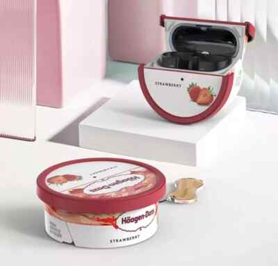 Galaxy Buds 3 Pro Haagen Dazs Mini Cub Case Hülle Strawberry