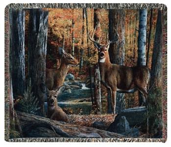 Broken Silence Tapestry Throw Deer Wildlife North American Made 50x60