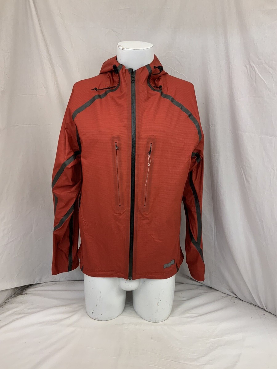 REI Jacket L Red Full Zip Nylon Poly Hood Water Wind Resistant YGI