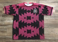 Mexico Soccer Mens Large Pink & Black Soccer Futbol Jersey Unbranded