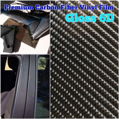 Premium 6D Black High Gloss Carbon Fiber Vinyl Wrap Sticker Decal 10 ...