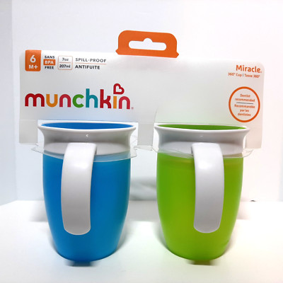 Munchkin Miracle 360 Trainer Toddler Cups 2 Pack 7 Ounce Blue Green