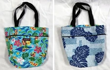 Island Aloha Wear Reversible Tropical Tote Shoulder Bag Beach Floral Pockets