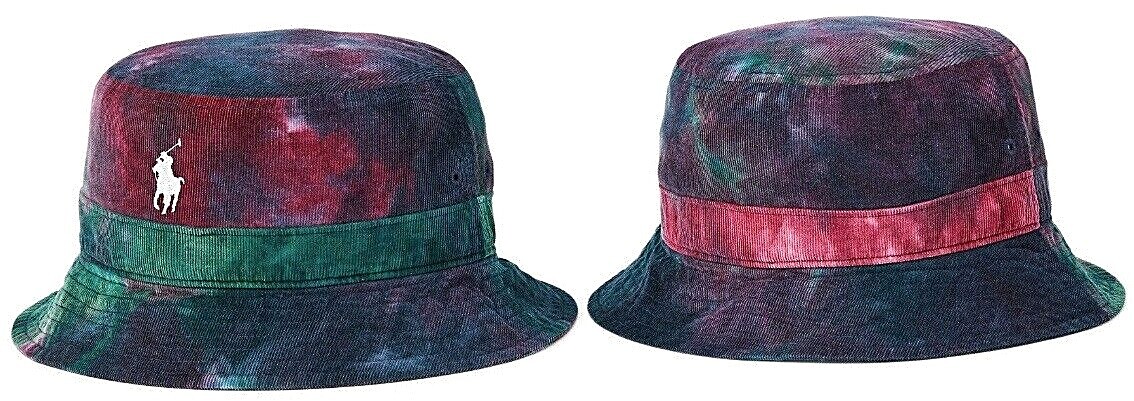 PONY Cappello Polo Ralph Lauren Loft Tie Dye Velluto a coste Secchiello Multi Cappello Berretto S M L XL