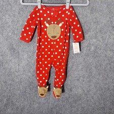 Carters One Piece 3M Embroidery Christmas Reindeer Footie Blanket Sleeper Fleece