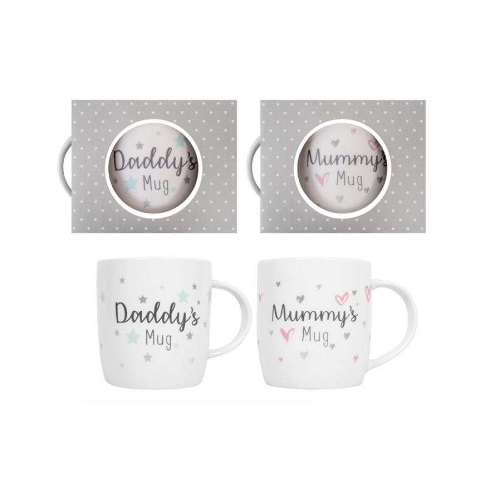Mummy and Daddy Pack of 2 Mugs White New Bone China Coffee Tea Drinks Gift Set