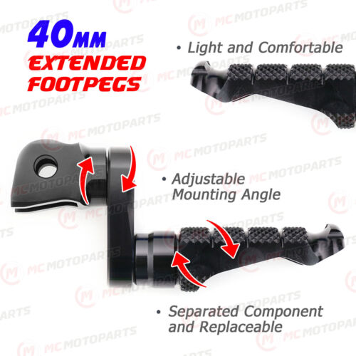 For Harley Davidson XR1200 2008+ MCCP 40mm Lowering BLACK Rider Foot Pegs - Picture 5 of 8