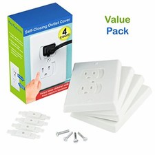BabyProofing Self-Closing Outlet Cover 4 count Universal USA 110V Compatible