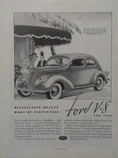 1937 vintage Ford Motor Company print ad.  Distinctive Beauty