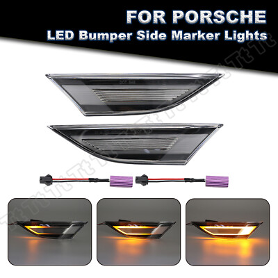 2X Sequential Amber LED Side Marker Light For Porsche 991 981 718 Boxster Cayman
