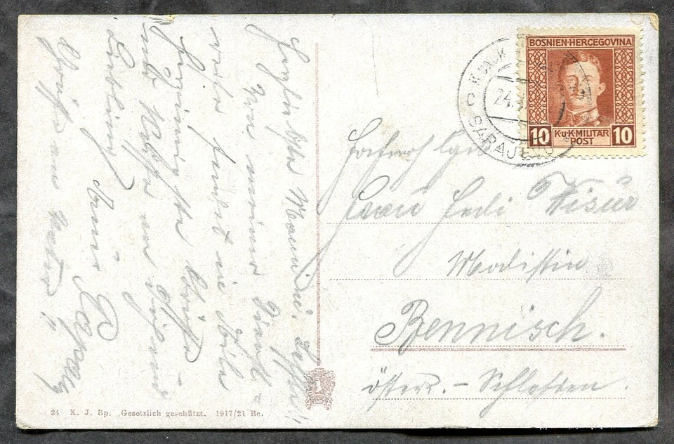 WW1 Bosnia Herzegovina c1918 Military Post Kuk Postcard Bosnian Muslims - Image 2 of 3