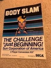 oRIGINAL 1986 AD 11- 8.5'' Body Slam Sun Corp Sega arcade  video game AD FLYER