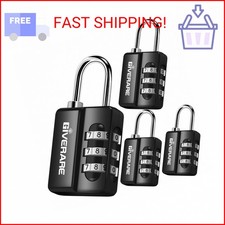 GIVERARE 4 Pack Combination Lock, 3-Digit Padlock Keyless, Resettable Luggage Lo