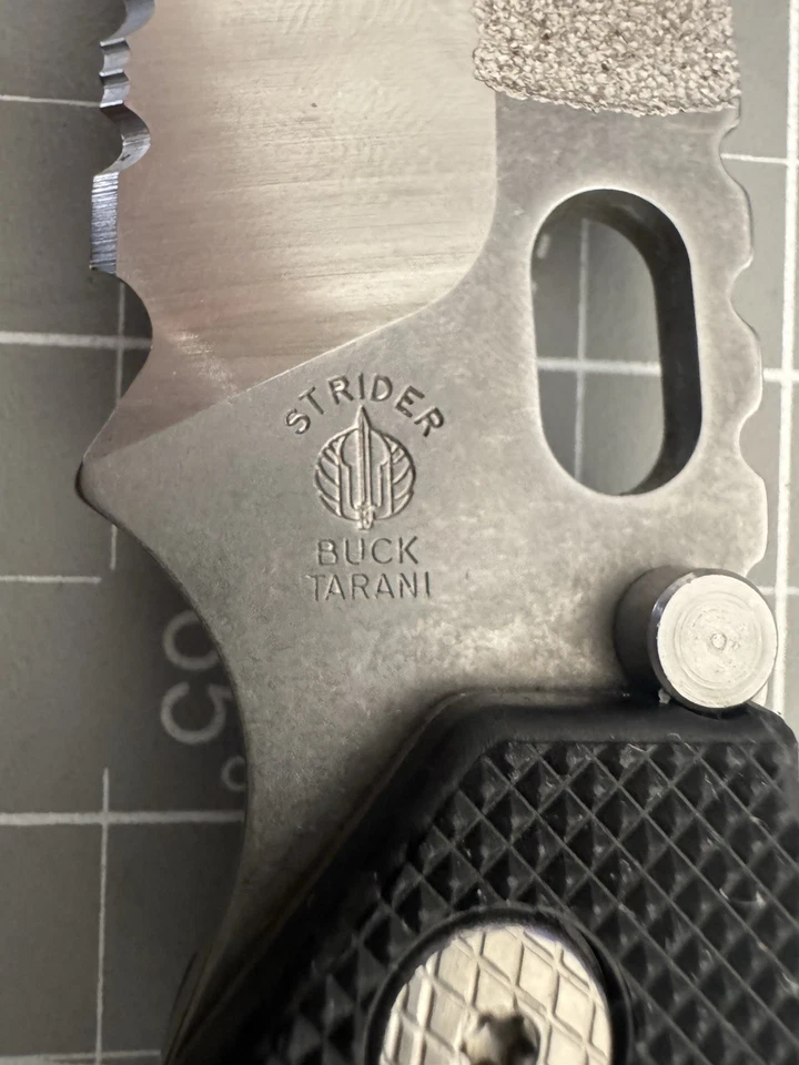 STRIDER BUCK TARANI Tactical Issue Black G10 Handle ATS34 3.5" Spear Point Knife - Image 3 of 4