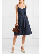 J.Crew Petite Rossini Cotton Belted Dress Navy size 4P