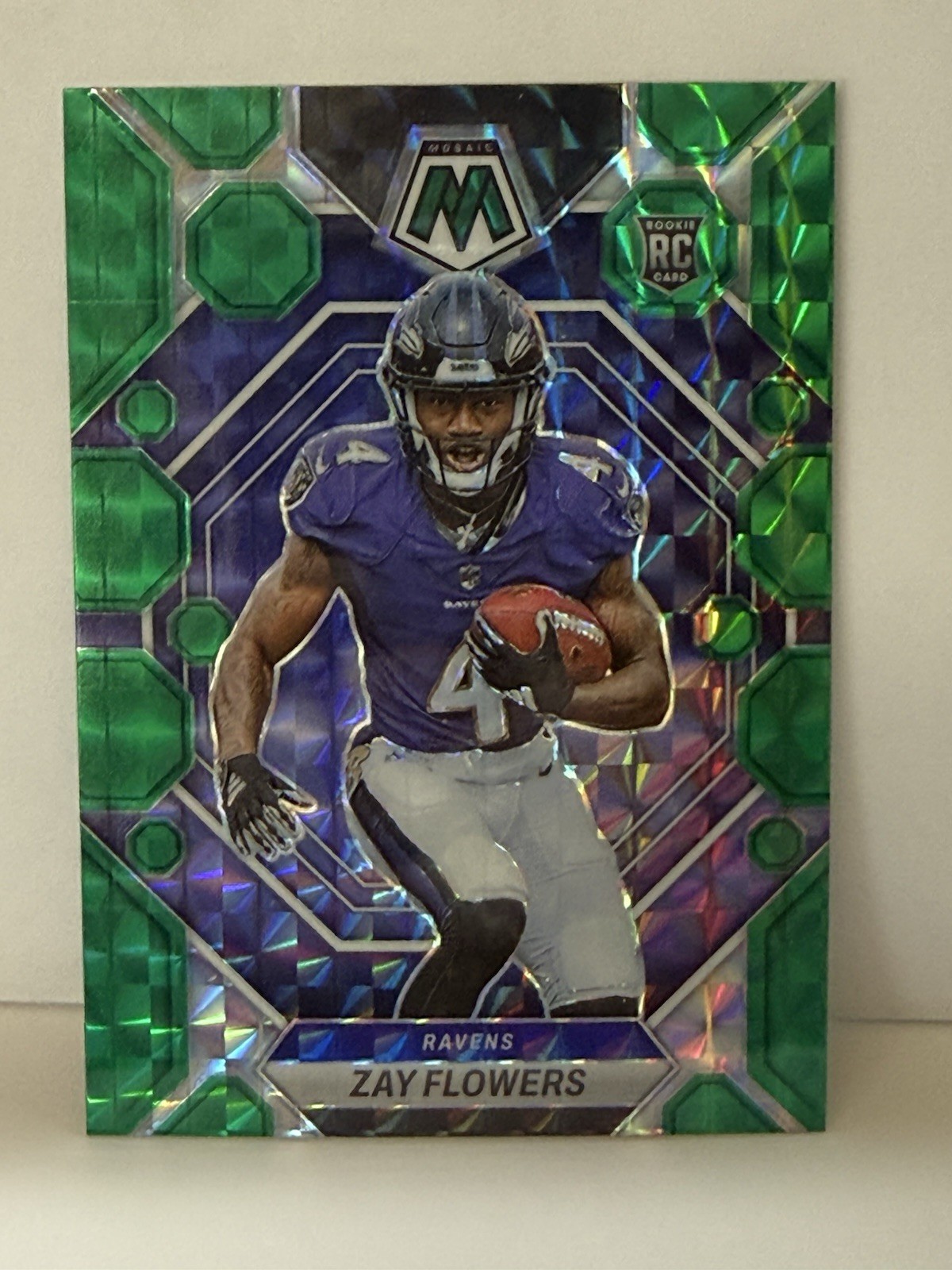2023 Panini Mosaic - Rookies Zay Flowers #380 Green Mosaic Prizm (RC)
