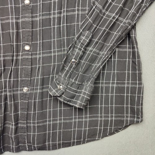 YoungLA Shirt Mens 2XL XXL Black Checkered Plaid Pearl Snap Viscose Western - Picture 4 of 12
