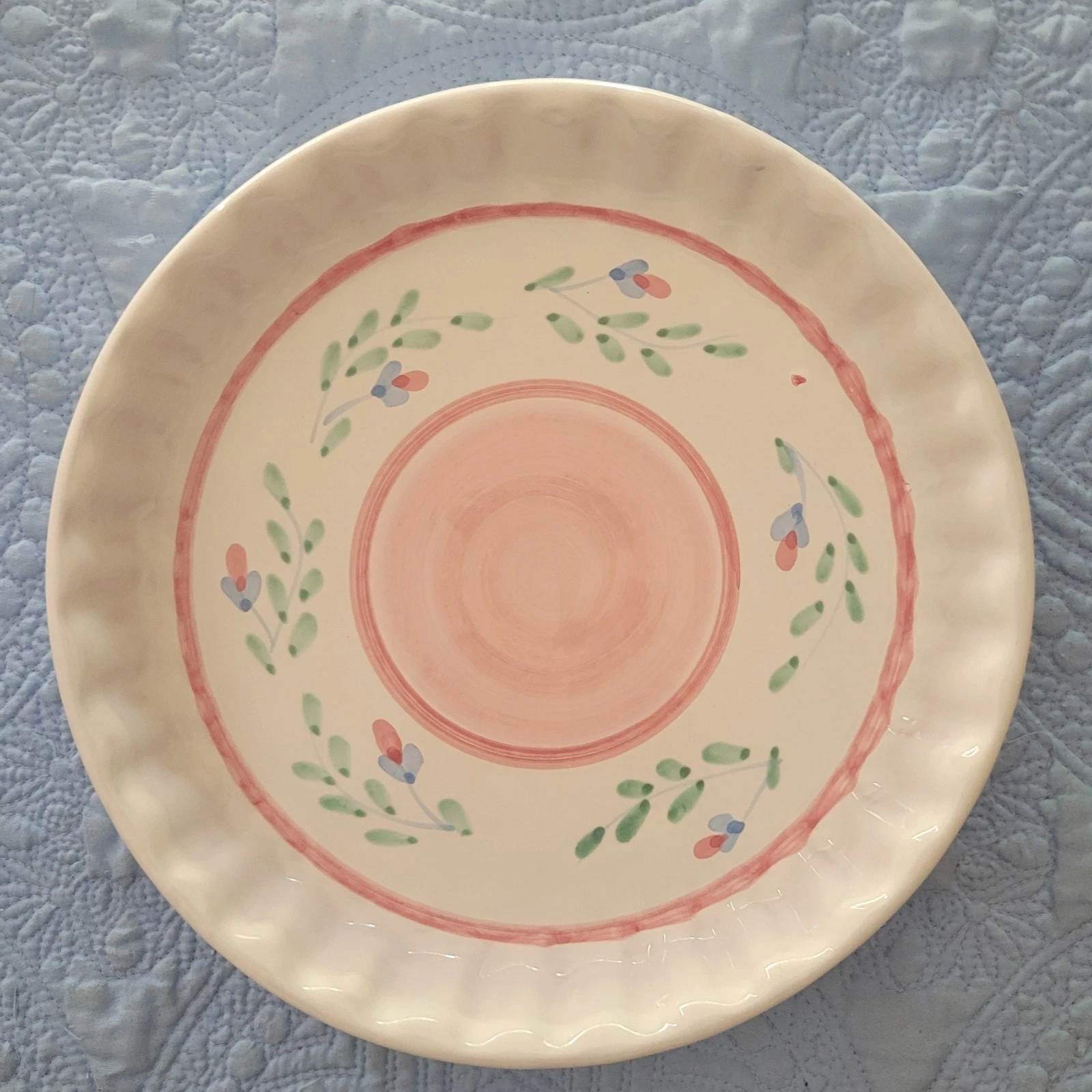 Pink Garland By Caleca 11" Quiche/ Pie baking Dish Made In Italy Retired