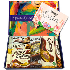 Happy Easter Galaxy Chocolate Gift Box Set, Full Sized Bars Milk Bars, Flutes