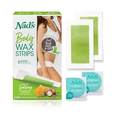 Nad's Body Wax Strips Hair Removal For Women At Home plus 4 Calming Oil Wipes,