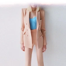 Occident Women 2pcs Sets Suit Jacket Long Flared Pants Office Ladies Business OL