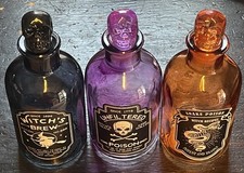 Halloween Set of 3 Solid Glass Potion Poison ...